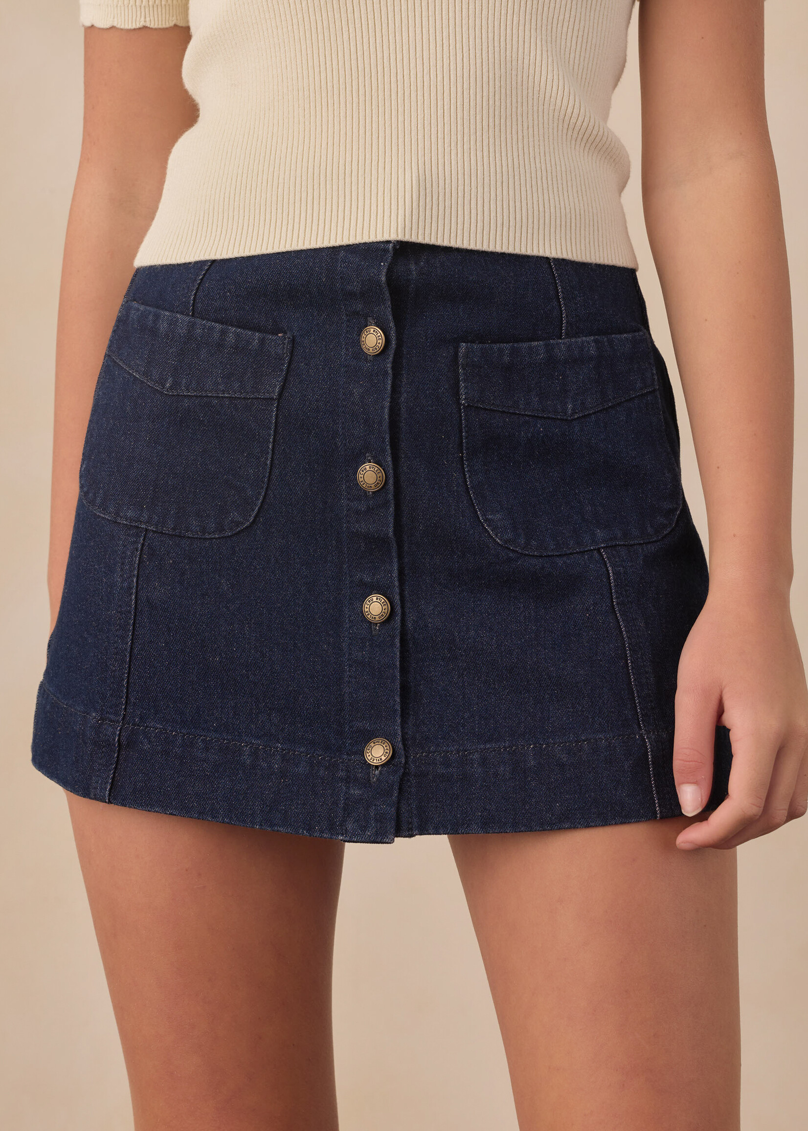 Rylee + Cru LLC TEEN DENVER MINI SKIRT DARK INDIGO