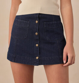 Rylee + Cru LLC TEEN DENVER MINI SKIRT DARK INDIGO