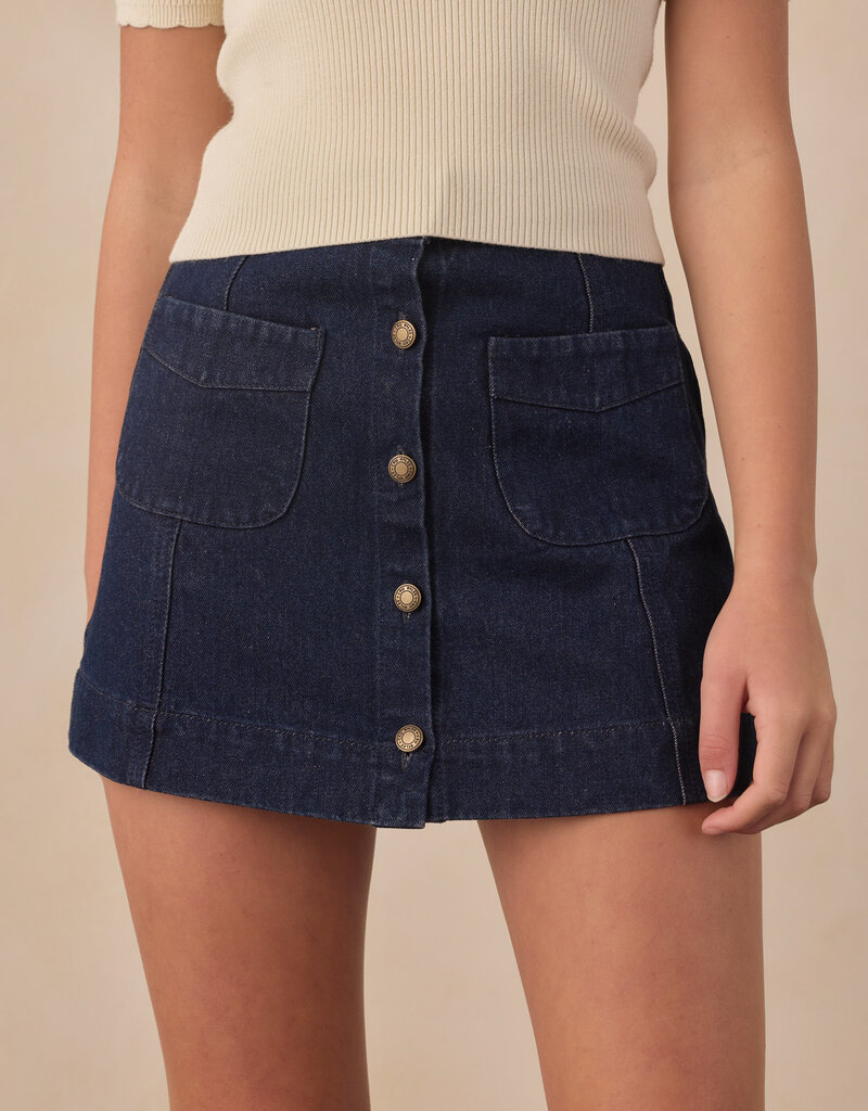 Rylee + Cru LLC TEEN DENVER MINI SKIRT DARK INDIGO