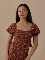 Rylee + Cru LLC TEEN ZOE TOP BRICK DAISIES