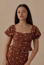 Rylee + Cru LLC TEEN ZOE TOP BRICK DAISIES