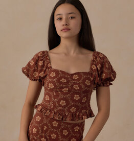 Rylee + Cru LLC TEEN ZOE TOP BRICK DAISIES