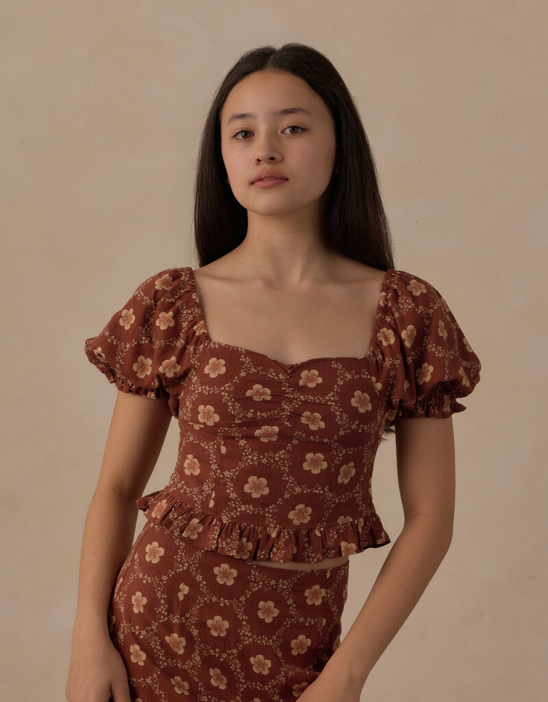 Rylee + Cru LLC TEEN ZOE TOP BRICK DAISIES
