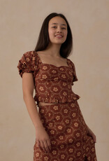 Rylee + Cru LLC TEEN ZOE TOP BRICK DAISIES