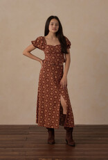 Rylee + Cru LLC TEEN MIDI SKIRT BRICK DAISIES