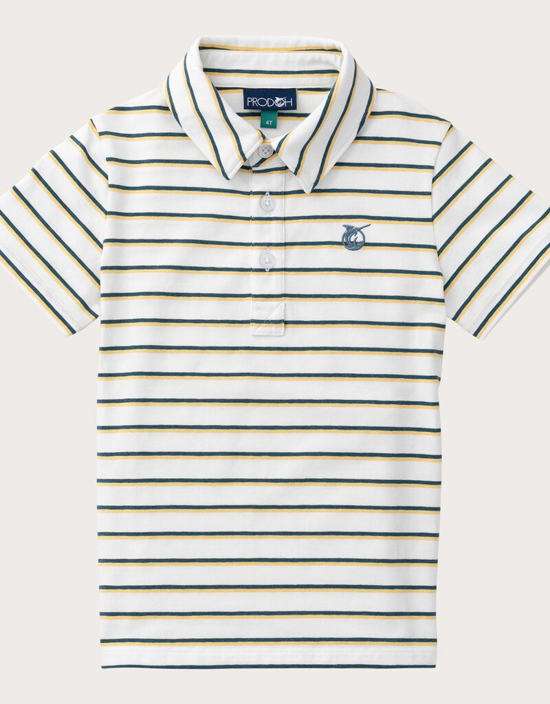 Prodoh S/S Too Cool For School Polo Ochre Tapestry Stripe