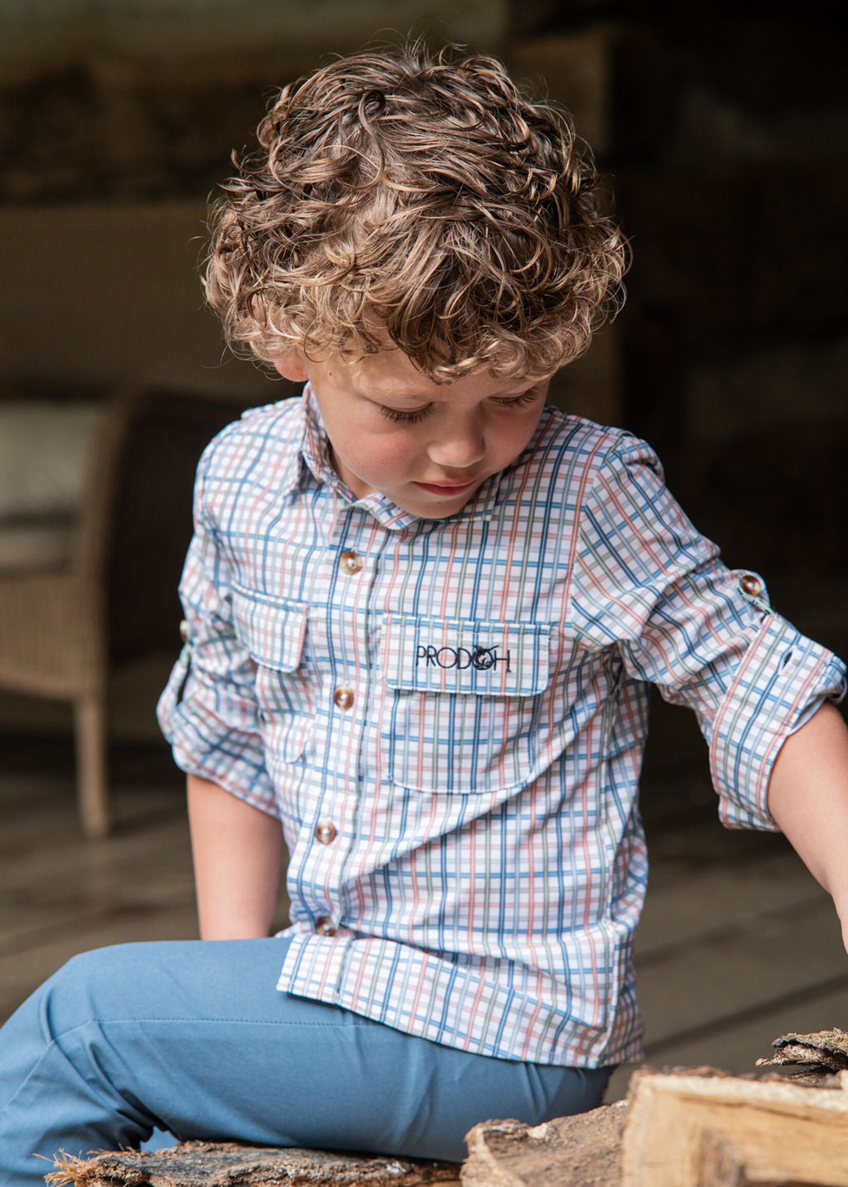 Prodoh Founders Kids L/S Fishing Shirt Arona Sullivans Island Plaid