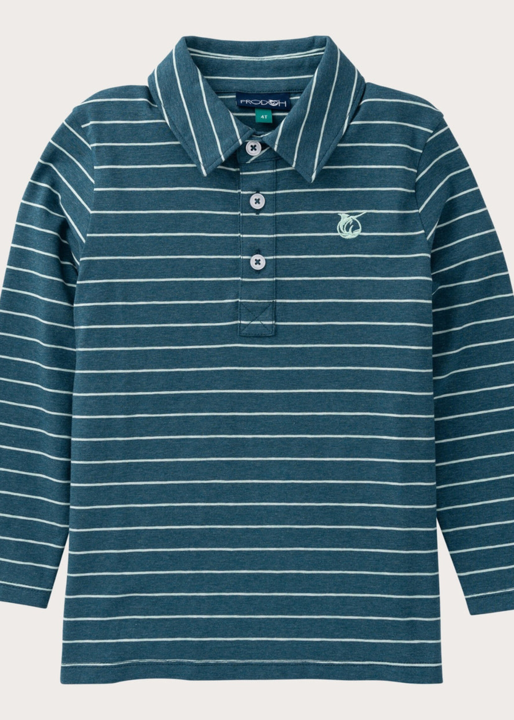 Prodoh L/S Too Cool for School Polo Tapestry Mist Green Stripe