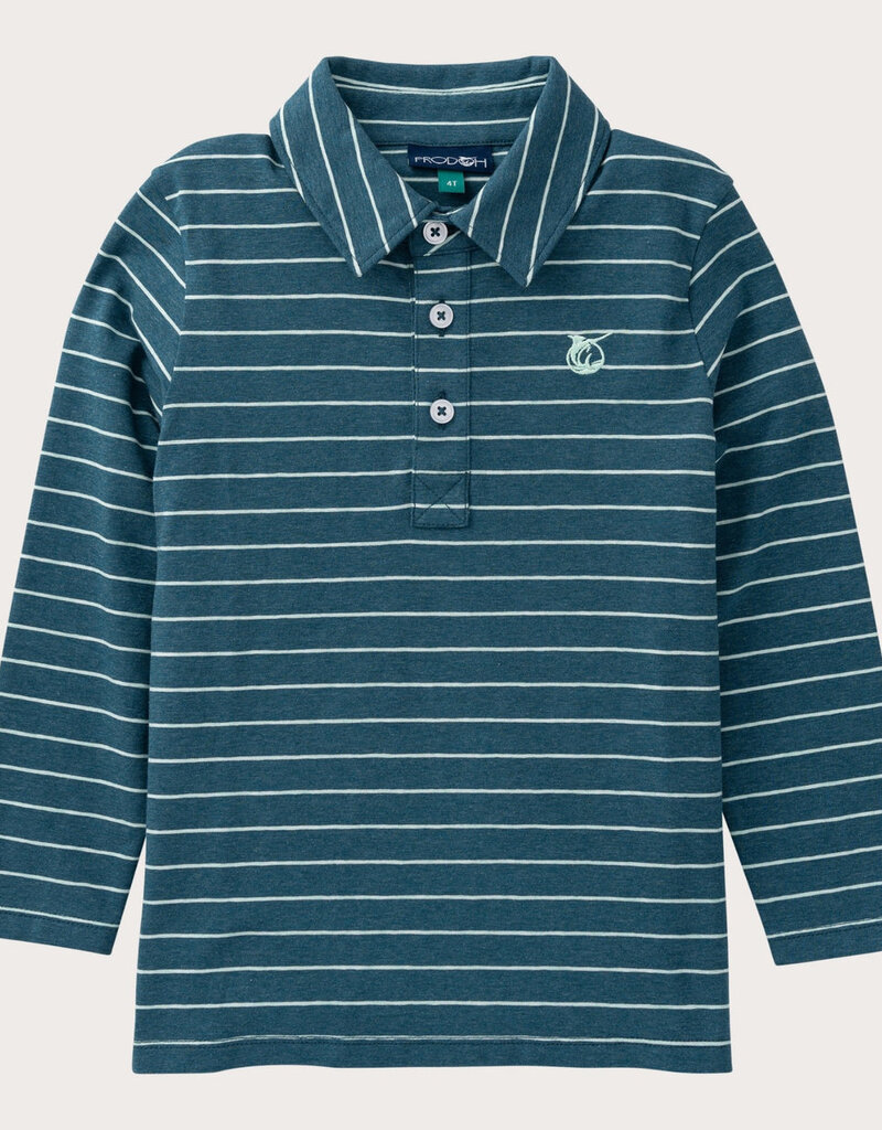 Prodoh L/S Too Cool for School Polo Tapestry Mist Green Stripe