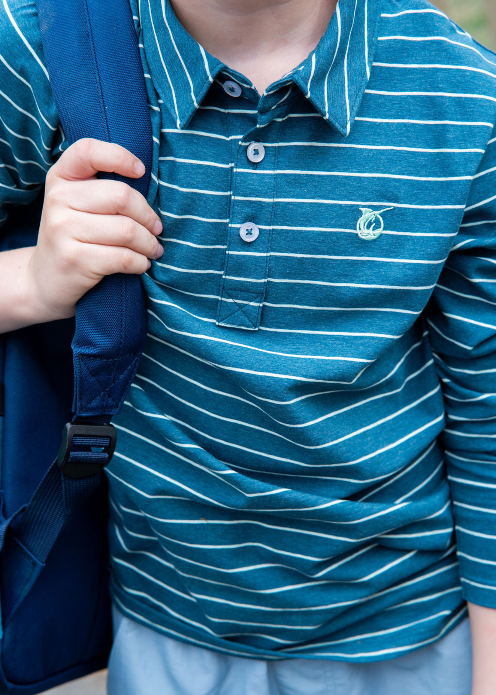 Prodoh L/S Too Cool for School Polo Tapestry Mist Green Stripe