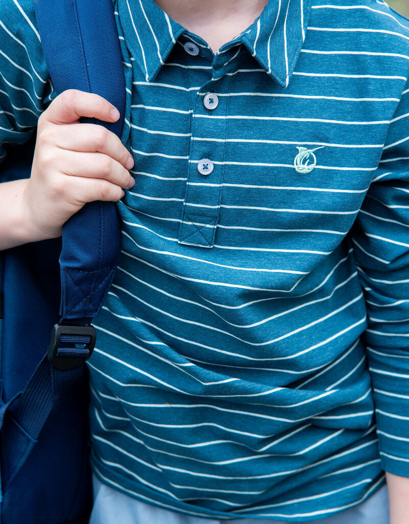 Prodoh L/S Too Cool for School Polo Tapestry Mist Green Stripe