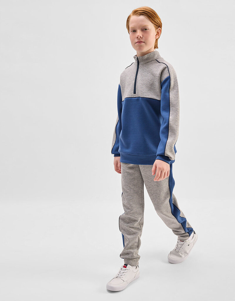 miles the label L/S MOCK NECK SWEATSHIRT GREY BLUE BLOCK