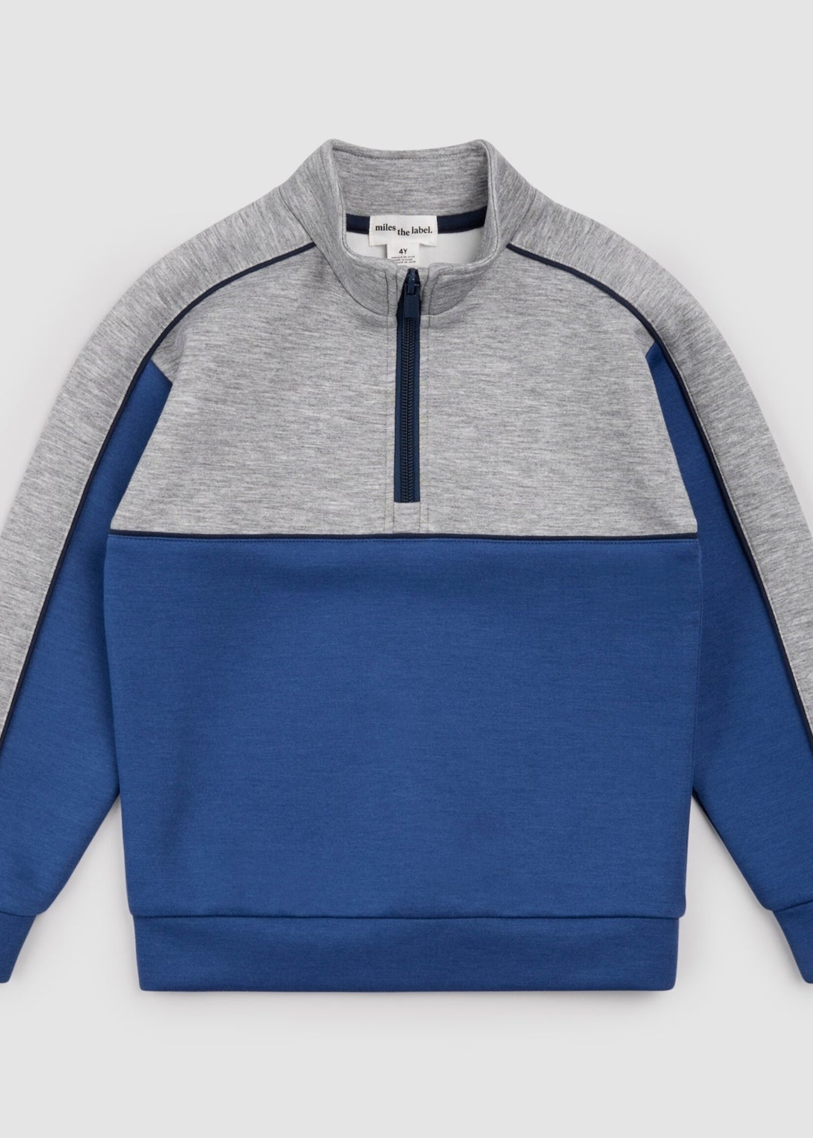 miles the label L/S MOCK NECK SWEATSHIRT GREY BLUE BLOCK