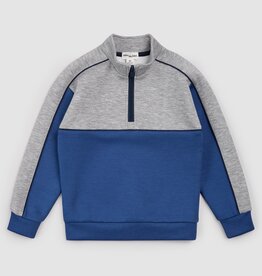 miles the label L/S MOCK NECK SWEATSHIRT GREY BLUE BLOCK