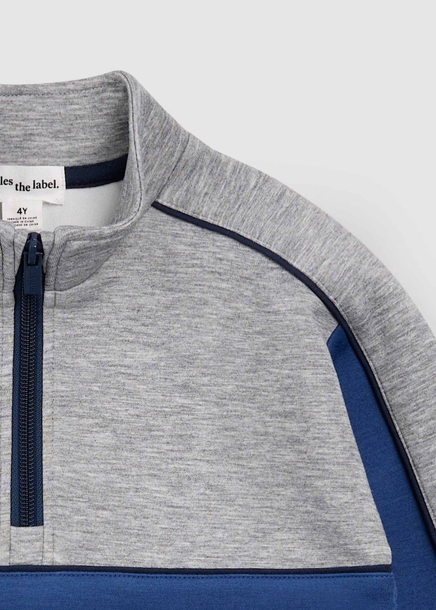 miles the label L/S MOCK NECK SWEATSHIRT GREY BLUE BLOCK