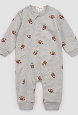 miles the label L/S PLAYSUIT GREY w/FOOTBALLS