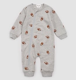 miles the label L/S PLAYSUIT GREY w/FOOTBALLS