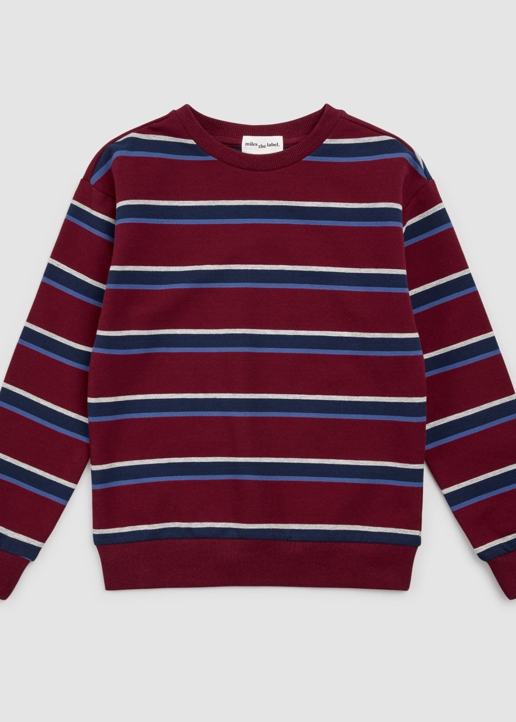 miles the label L/S CREW NECK SWEATSHIRT BURGUNDY STRIPE