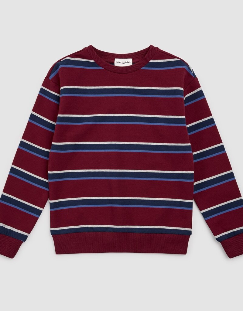 miles the label L/S CREW NECK SWEATSHIRT BURGUNDY STRIPE