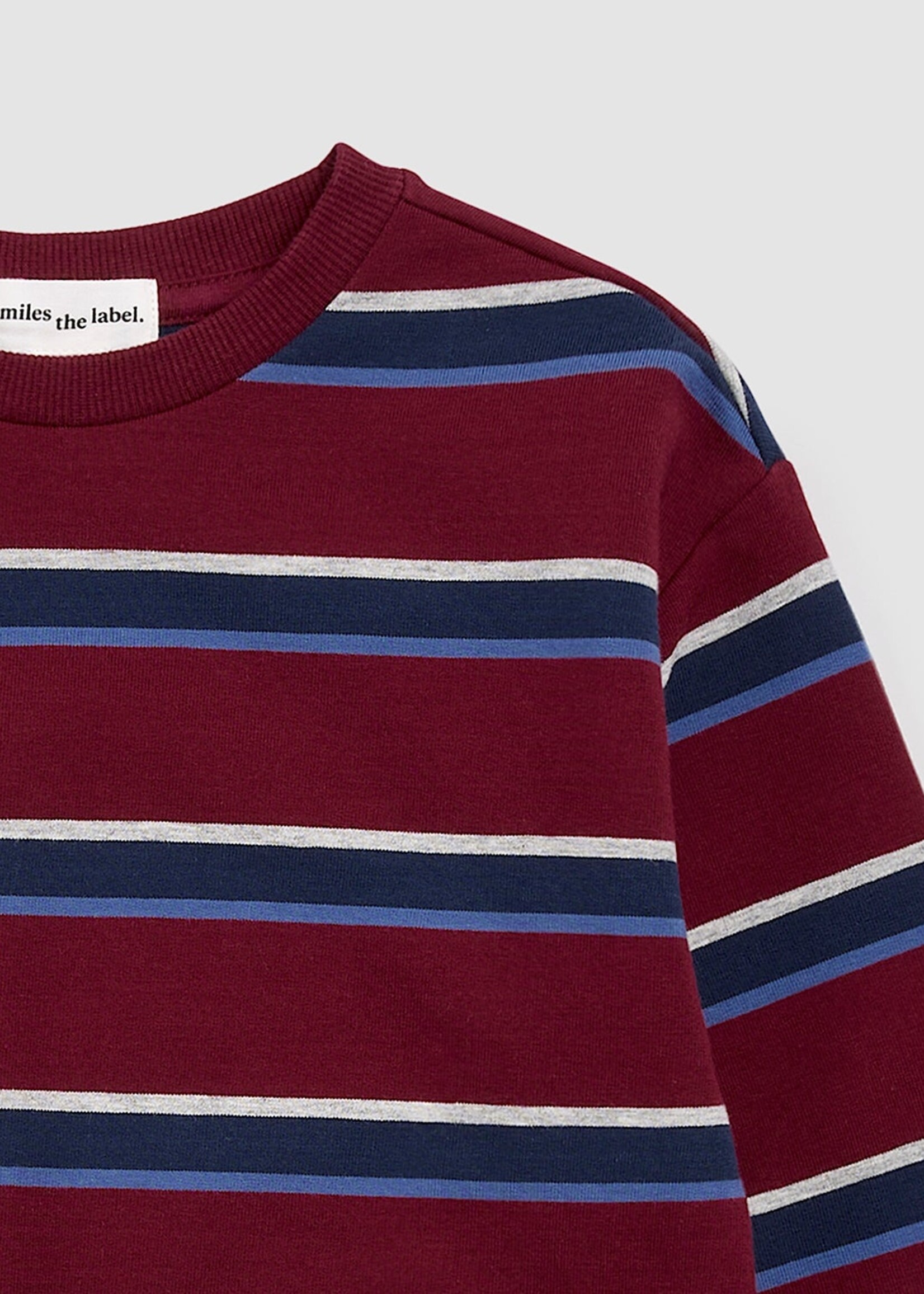 miles the label L/S CREW NECK SWEATSHIRT BURGUNDY STRIPE
