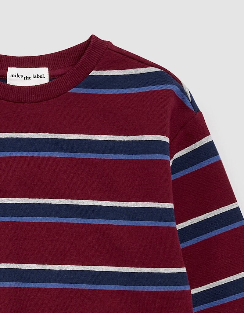 miles the label L/S CREW NECK SWEATSHIRT BURGUNDY STRIPE