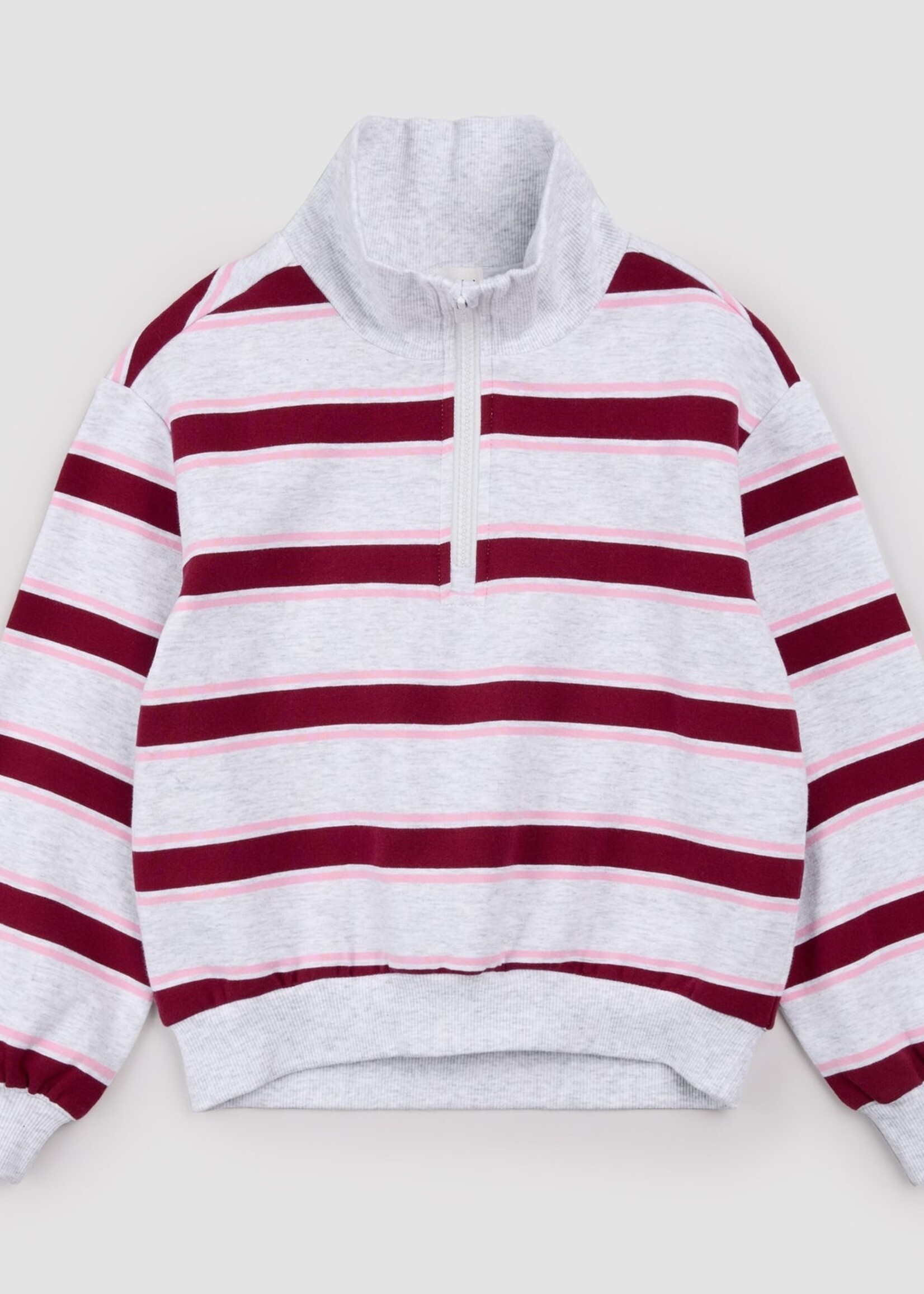 miles the label L/S 1/4 ZIP  SWEATSHIRT STRIPE HEATHER GREY