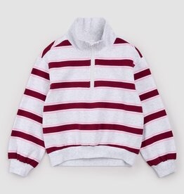 miles the label L/S 1/4 ZIP  SWEATSHIRT STRIPE HEATHER GREY