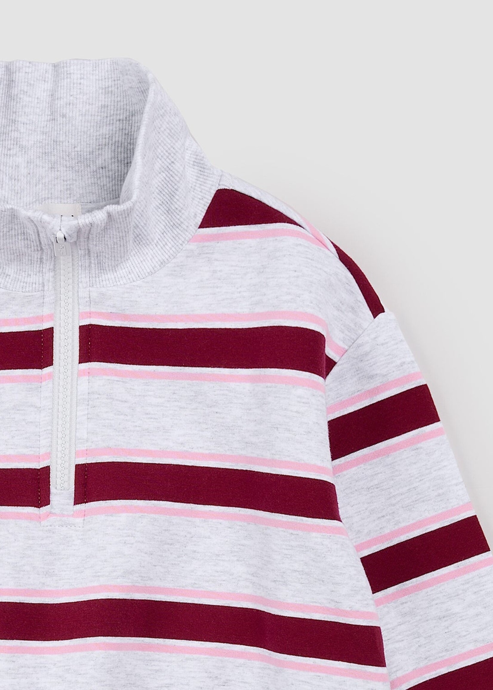miles the label L/S 1/4 ZIP  SWEATSHIRT STRIPE HEATHER GREY