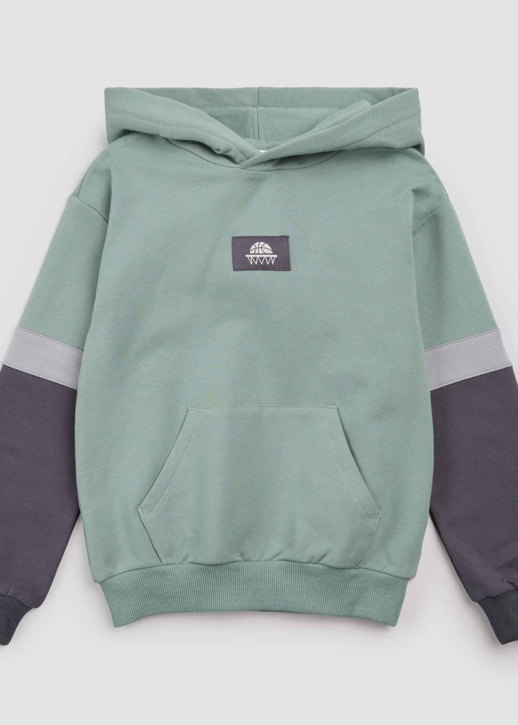 miles the label L/S COLOR BLOCK HOODIE KNIT GREEN DUSTY