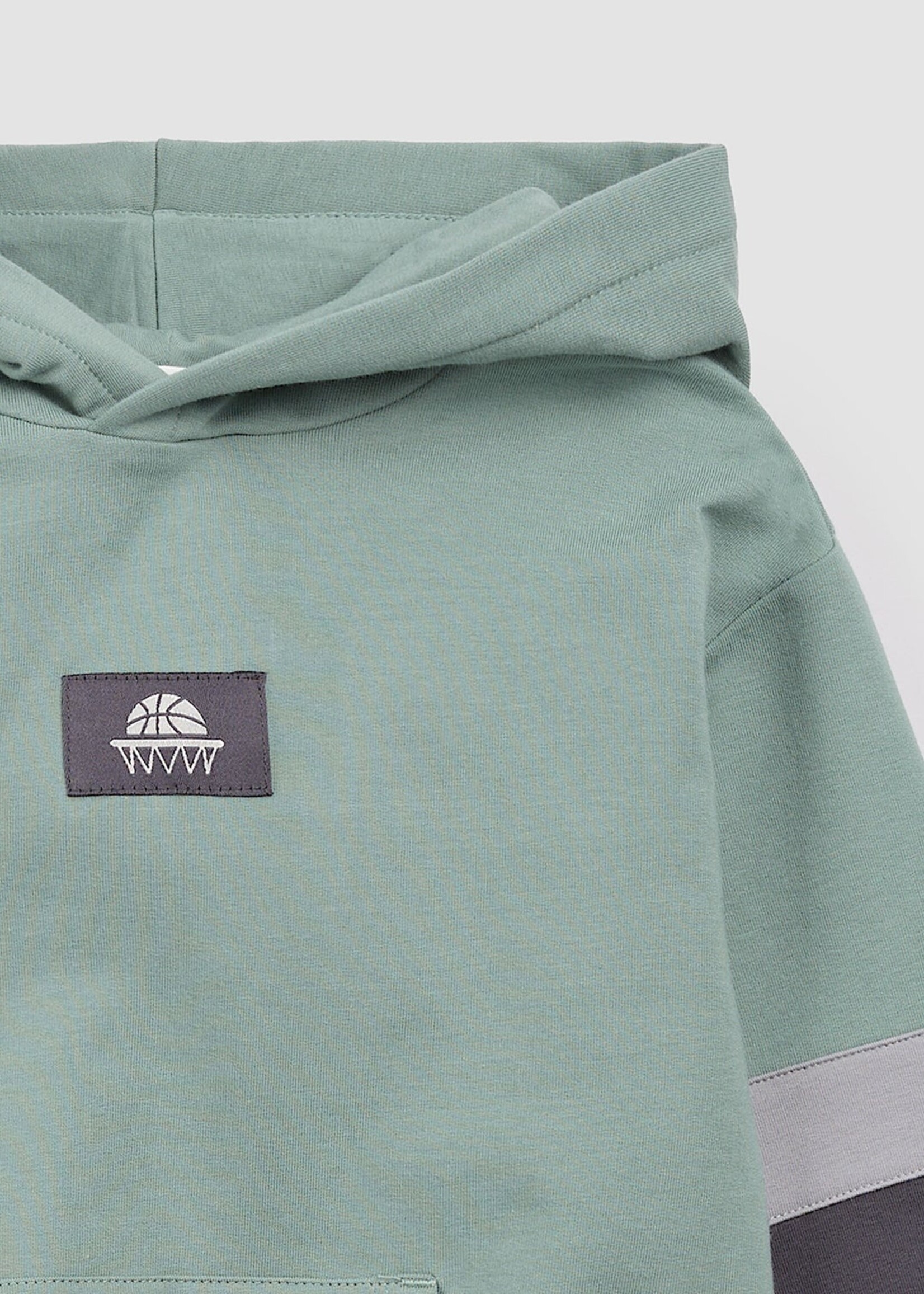 miles the label L/S COLOR BLOCK HOODIE KNIT GREEN DUSTY