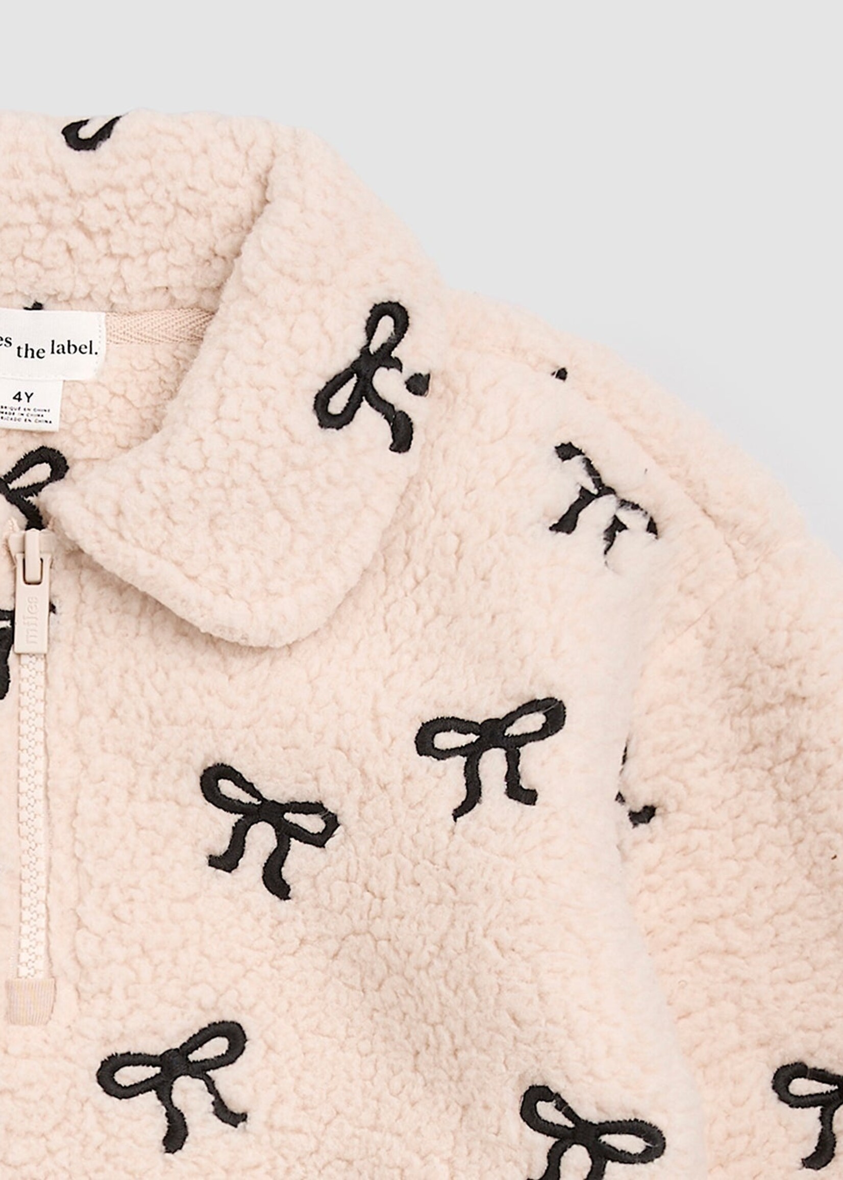 miles the label L/S SHERPA TOP BEIGE BOWS
