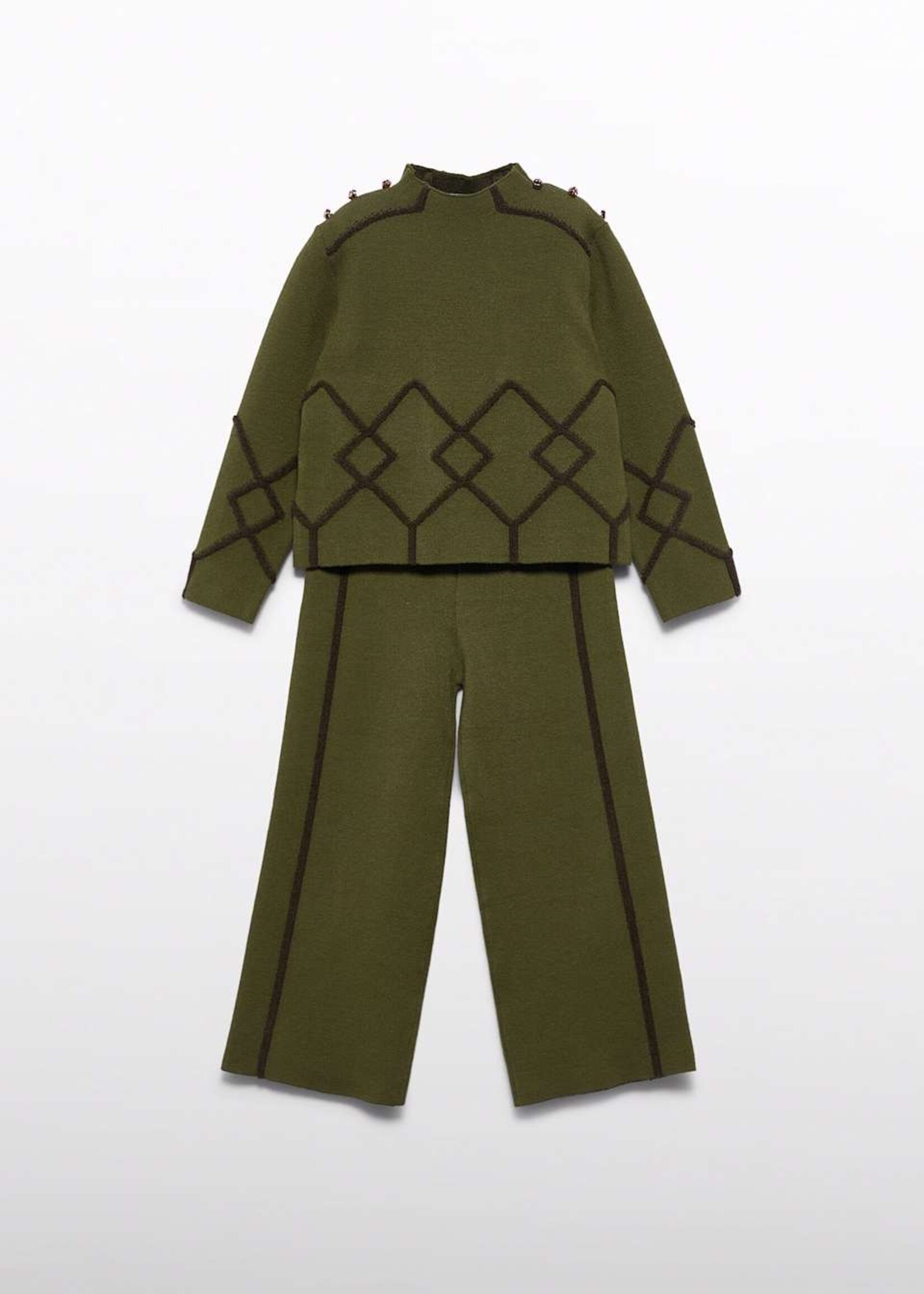 Abel & Lula Cross Pattern Pants Set Avocado