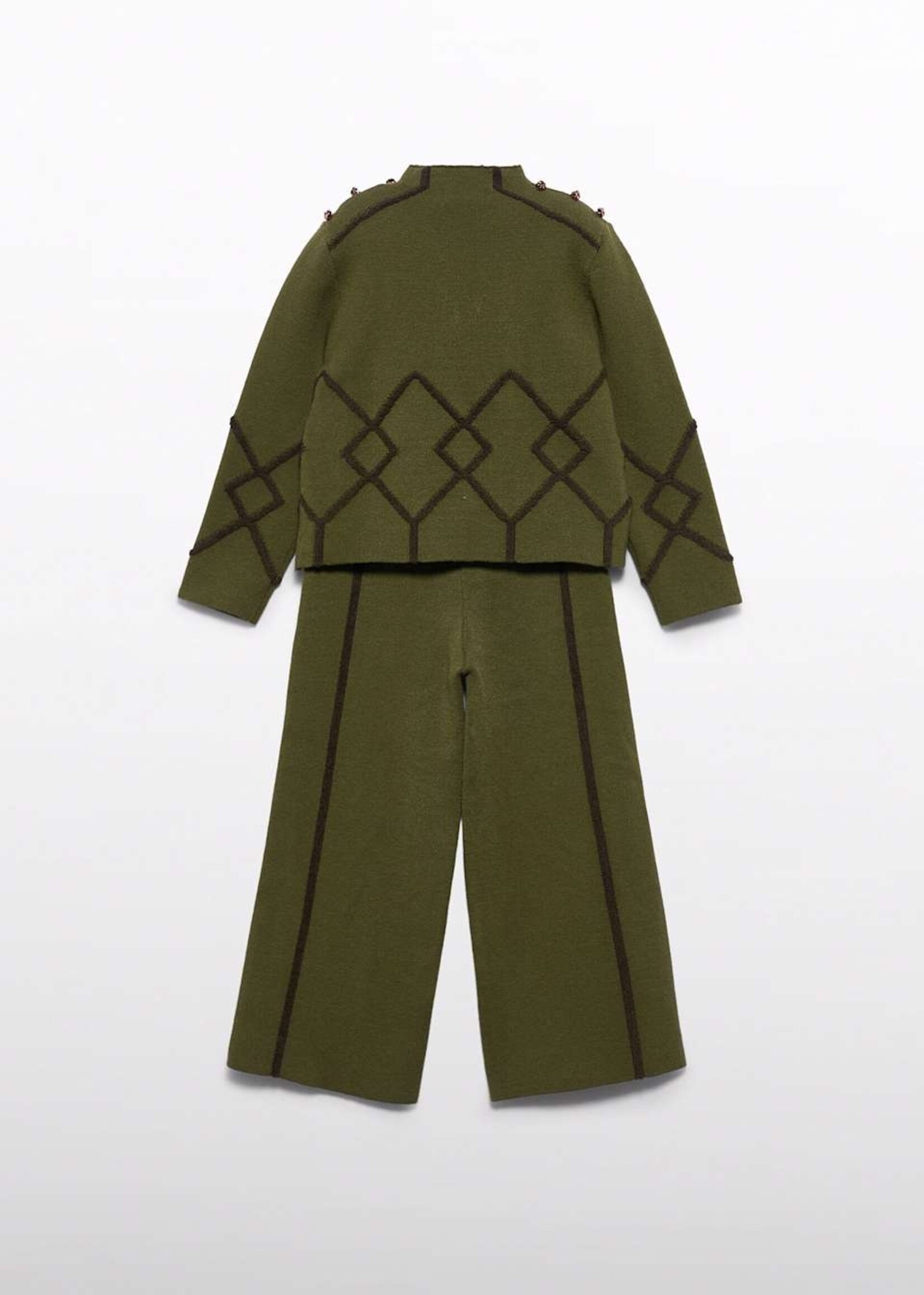 Abel & Lula Cross Pattern Pants Set Avocado