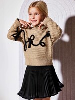 Abel & Lula Black Knit Skirt Set w/Chiffon Sweater