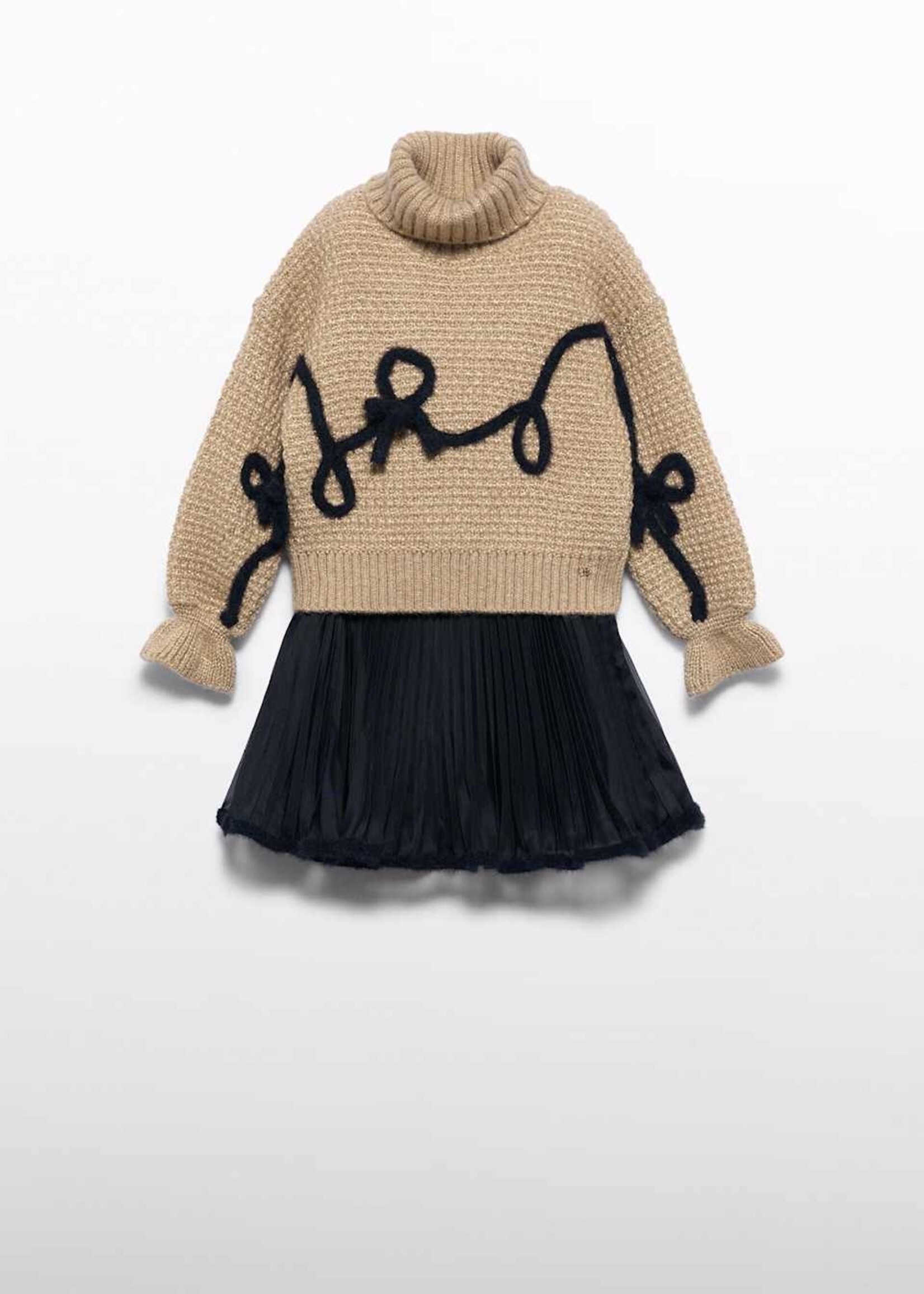 Abel & Lula Black Knit Skirt Set w/Chiffon Sweater
