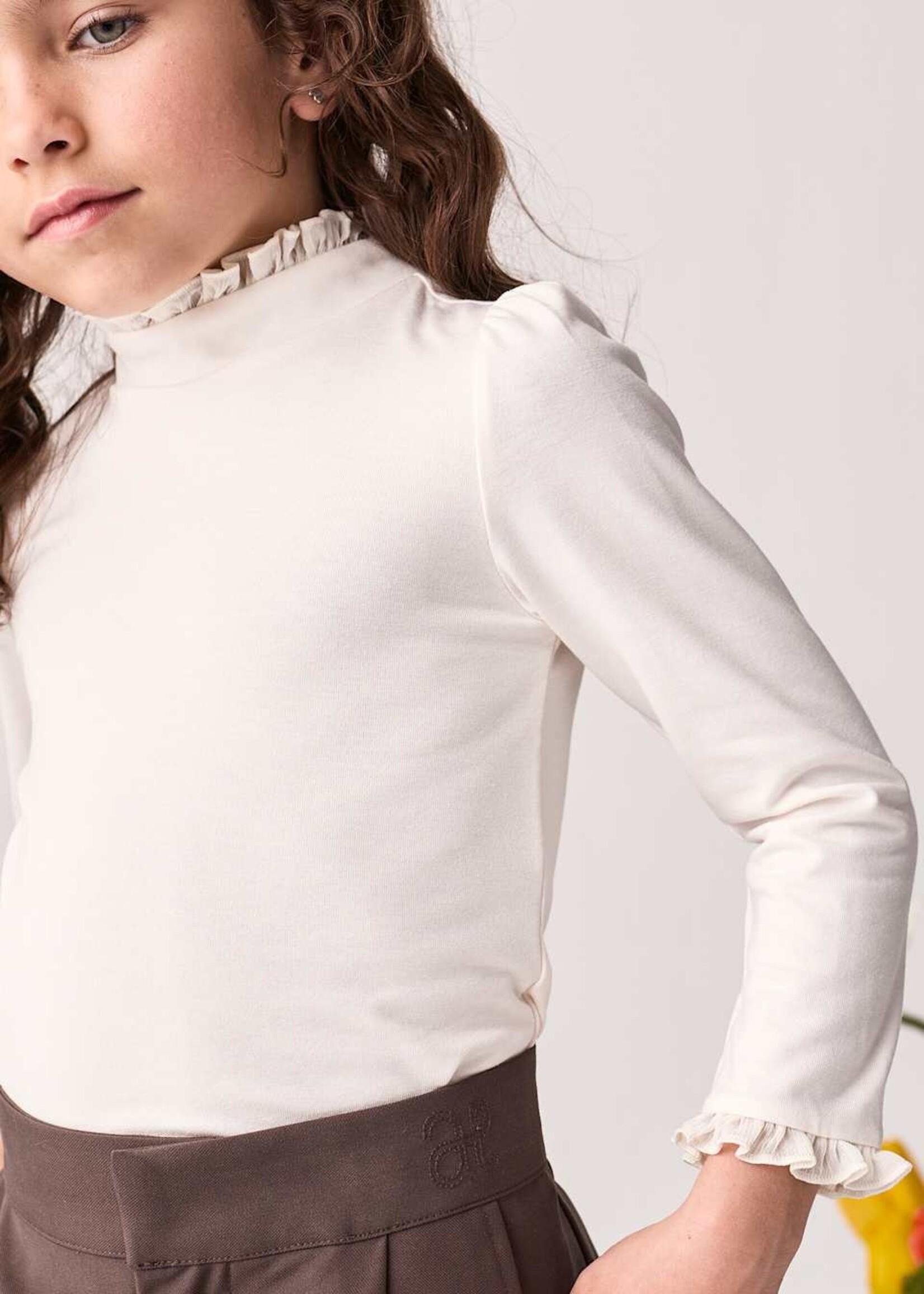Abel & Lula Cream Lace Collard Top