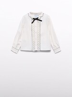 Abel & Lula Contrast-detail Lace Cream Top