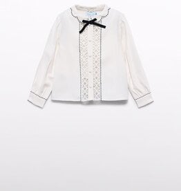 Abel & Lula Contrast-detail Lace Cream Top