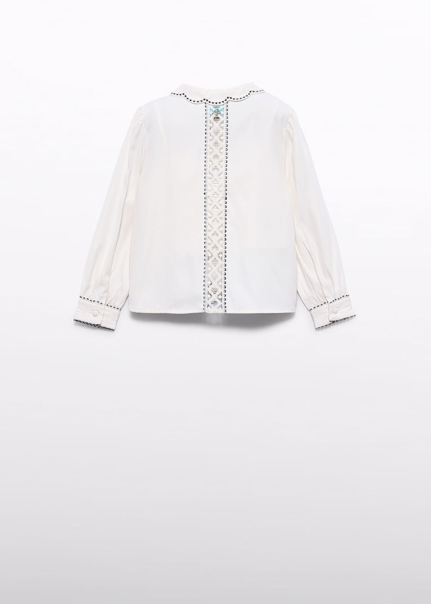 Abel & Lula Contrast-detail Lace Cream Top