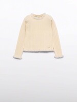 Abel & Lula Mock Neck Ivory Faux Fur Sweater