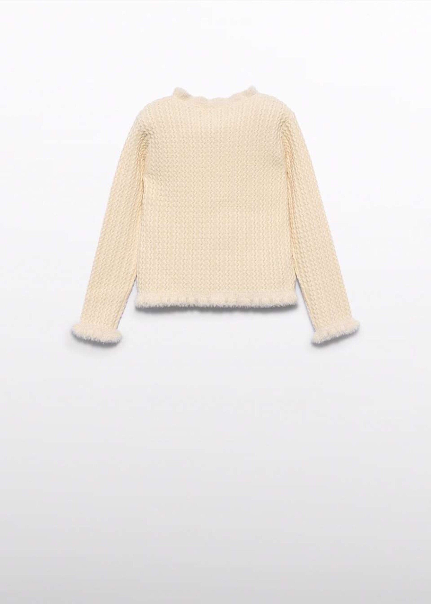 Abel & Lula Mock Neck Ivory Faux Fur Sweater