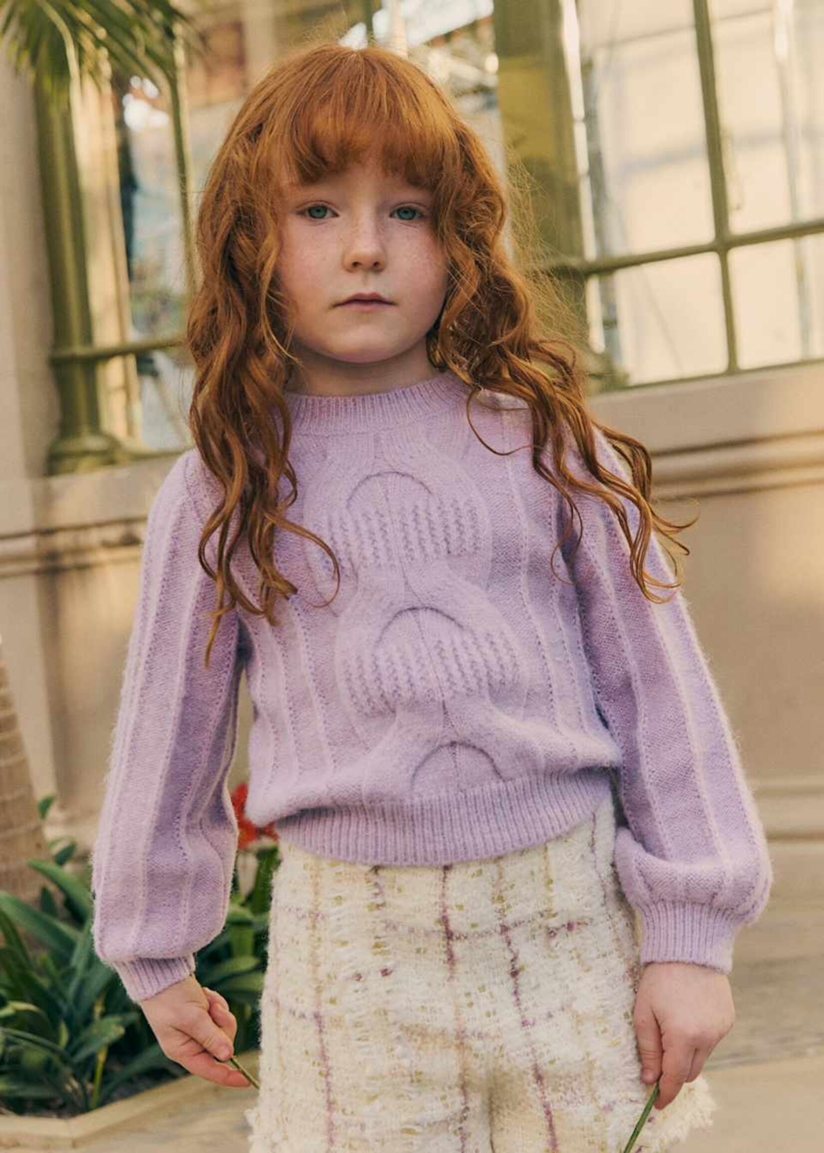 Abel & Lula Soft Cable Knit Sweater Lilac