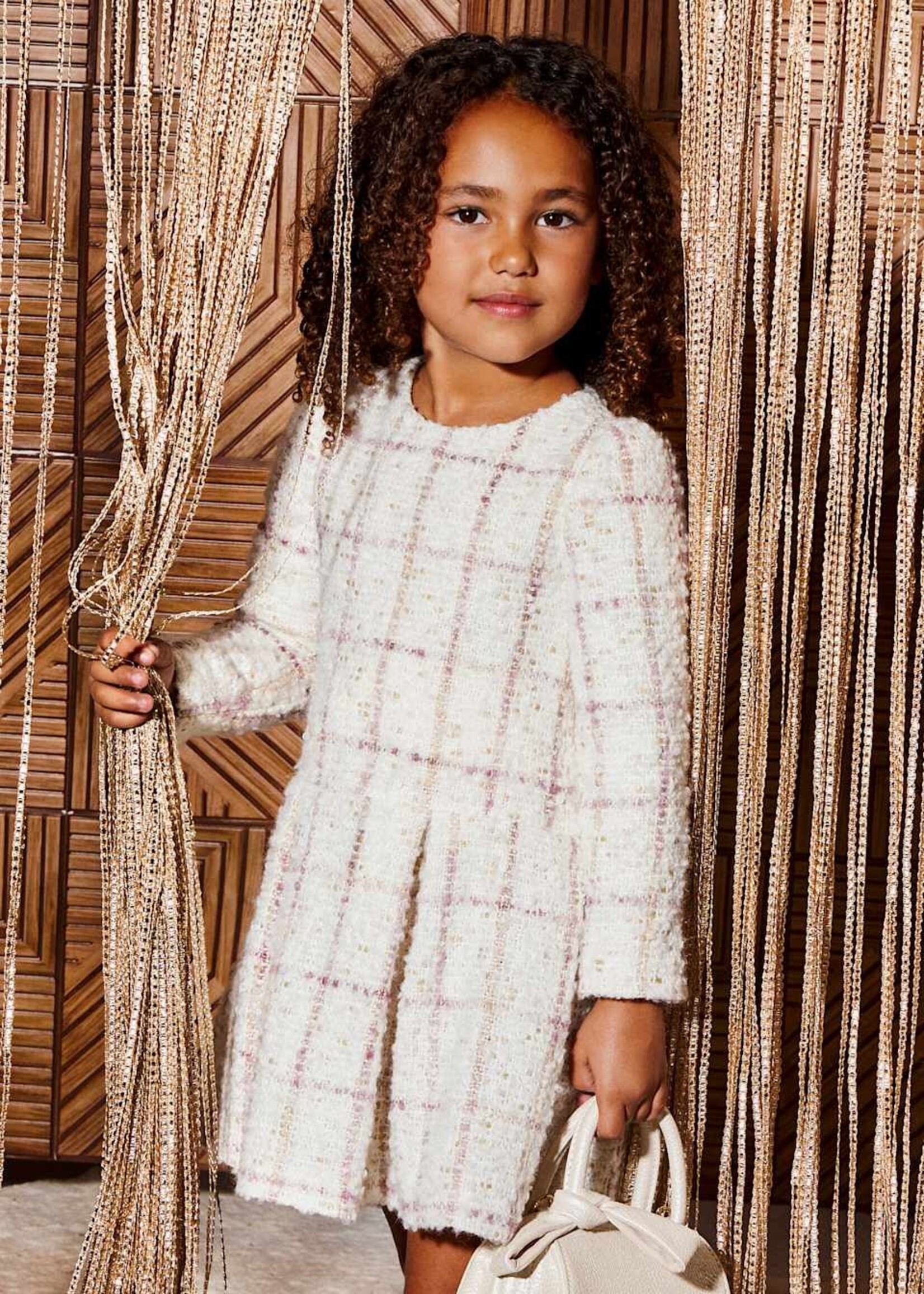 Abel & Lula Ivory Plaid Tweed Dress