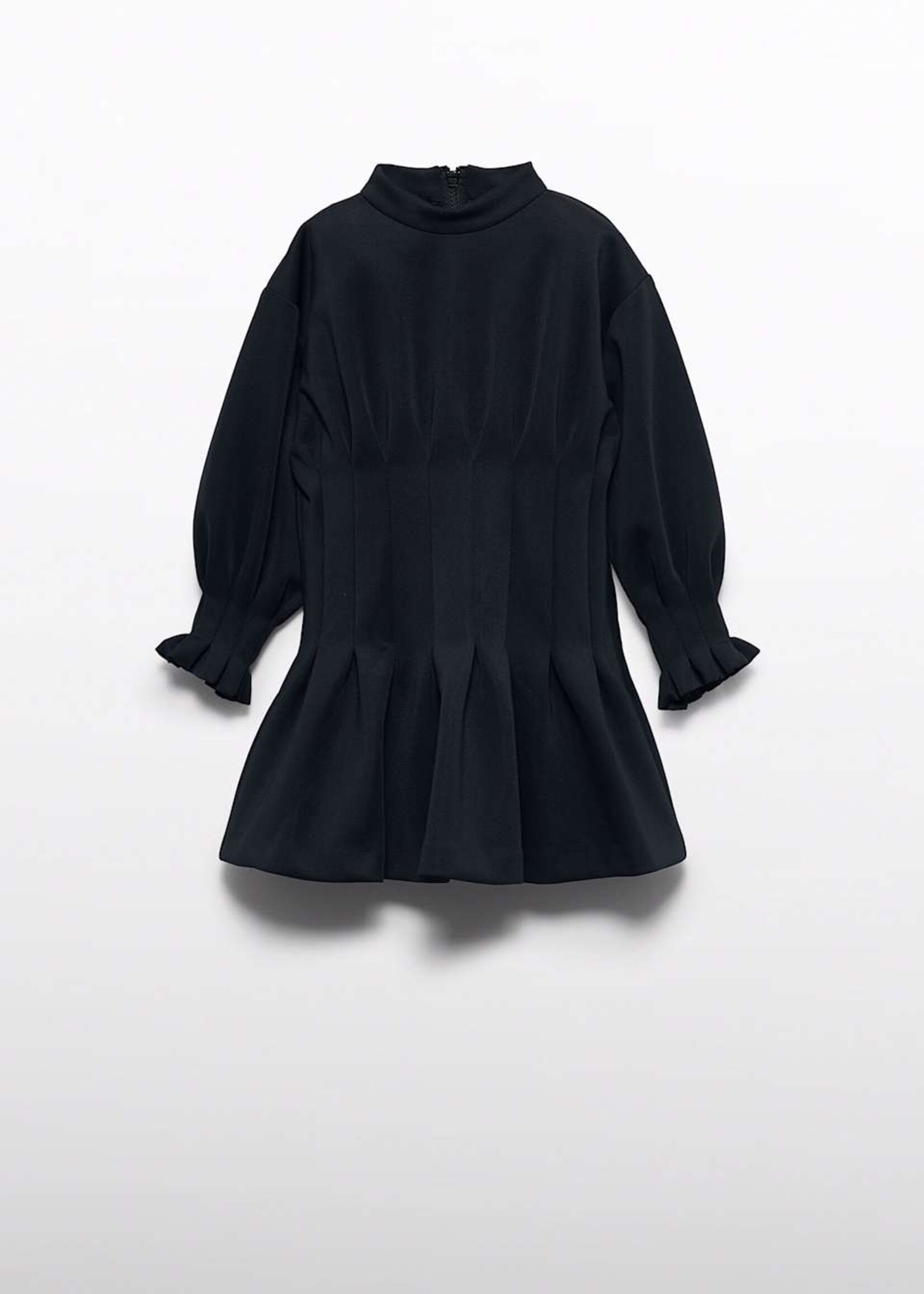 Abel & Lula Mock Neck Black Pleated Dress