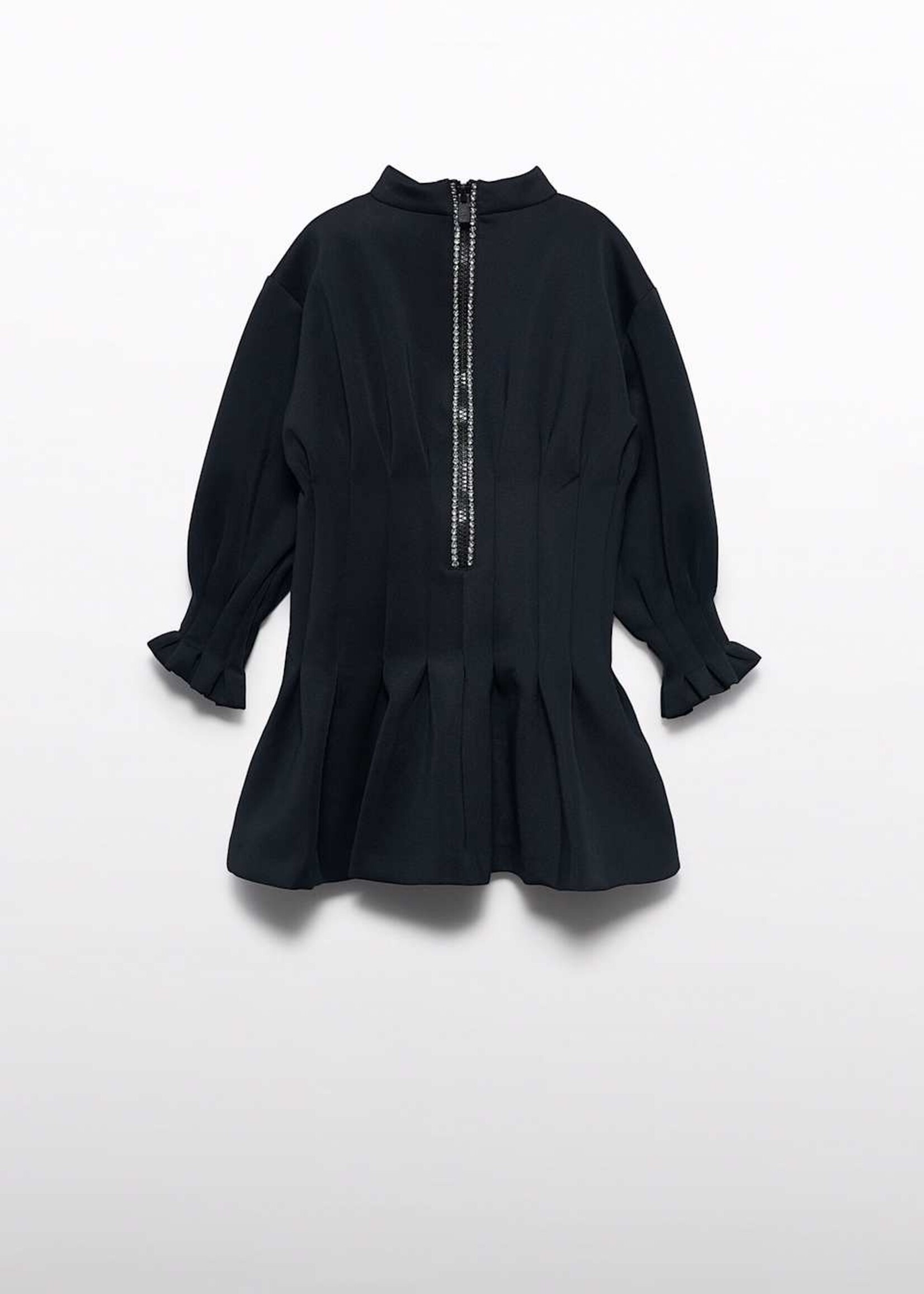 Abel & Lula Mock Neck Black Pleated Dress