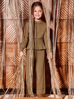 Abel & Lula Long Knit Pant Set Camel