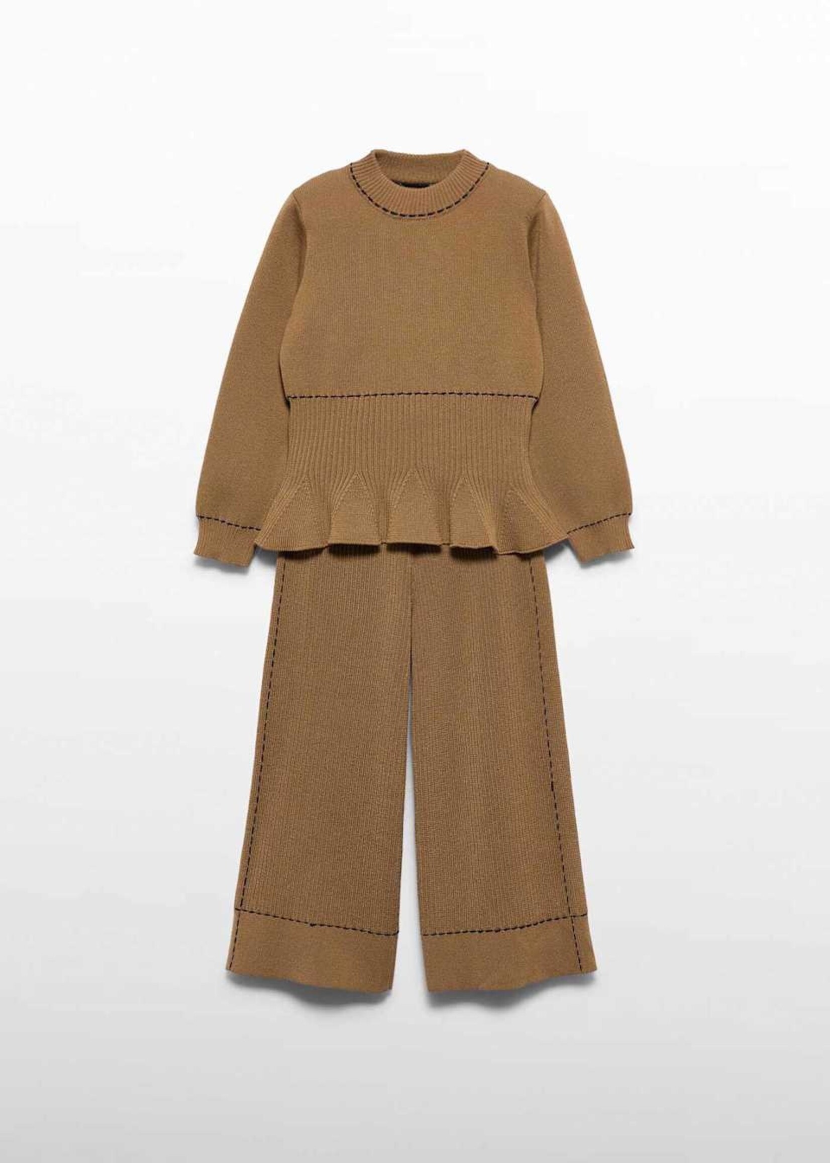 Abel & Lula Long Knit Pant Set Camel