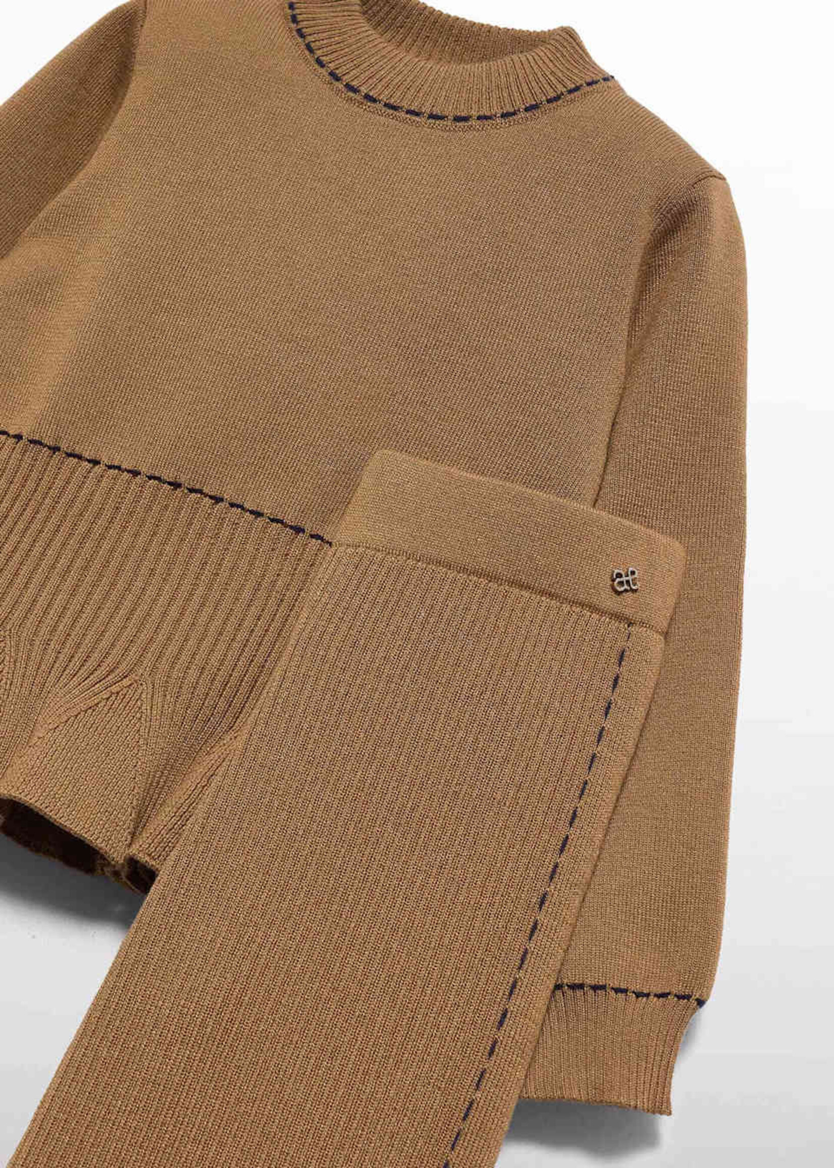 Abel & Lula Long Knit Pant Set Camel