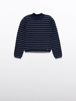 Abel & Lula Knit Striped Turtleneck Navy