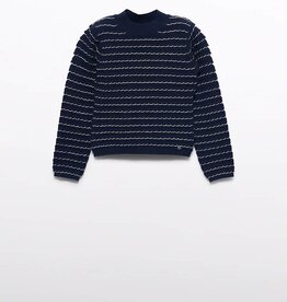 Abel & Lula Knit Striped Turtleneck Navy